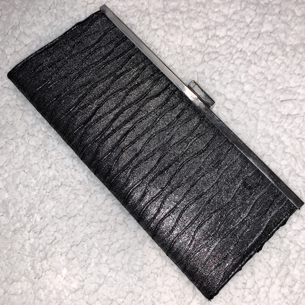 Style & Co Vintage Clutch Handbag - Metallic Gray / Sparkly Black and Silver